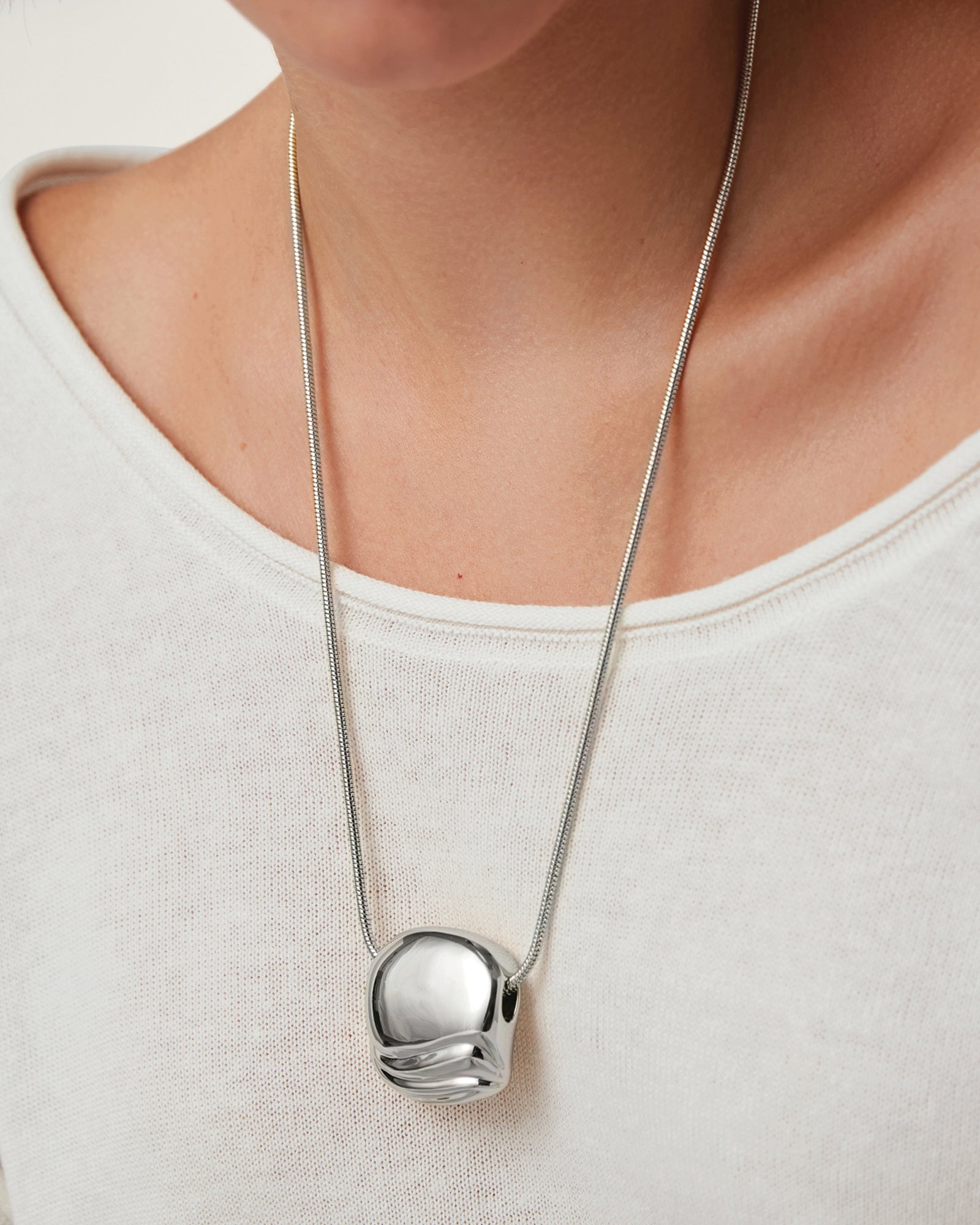 Rue Pendant Necklace Silver Dipped Brass