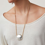 Rue Rope Necklace Silver Dipped Brass,  Recycled Polyester Cord
