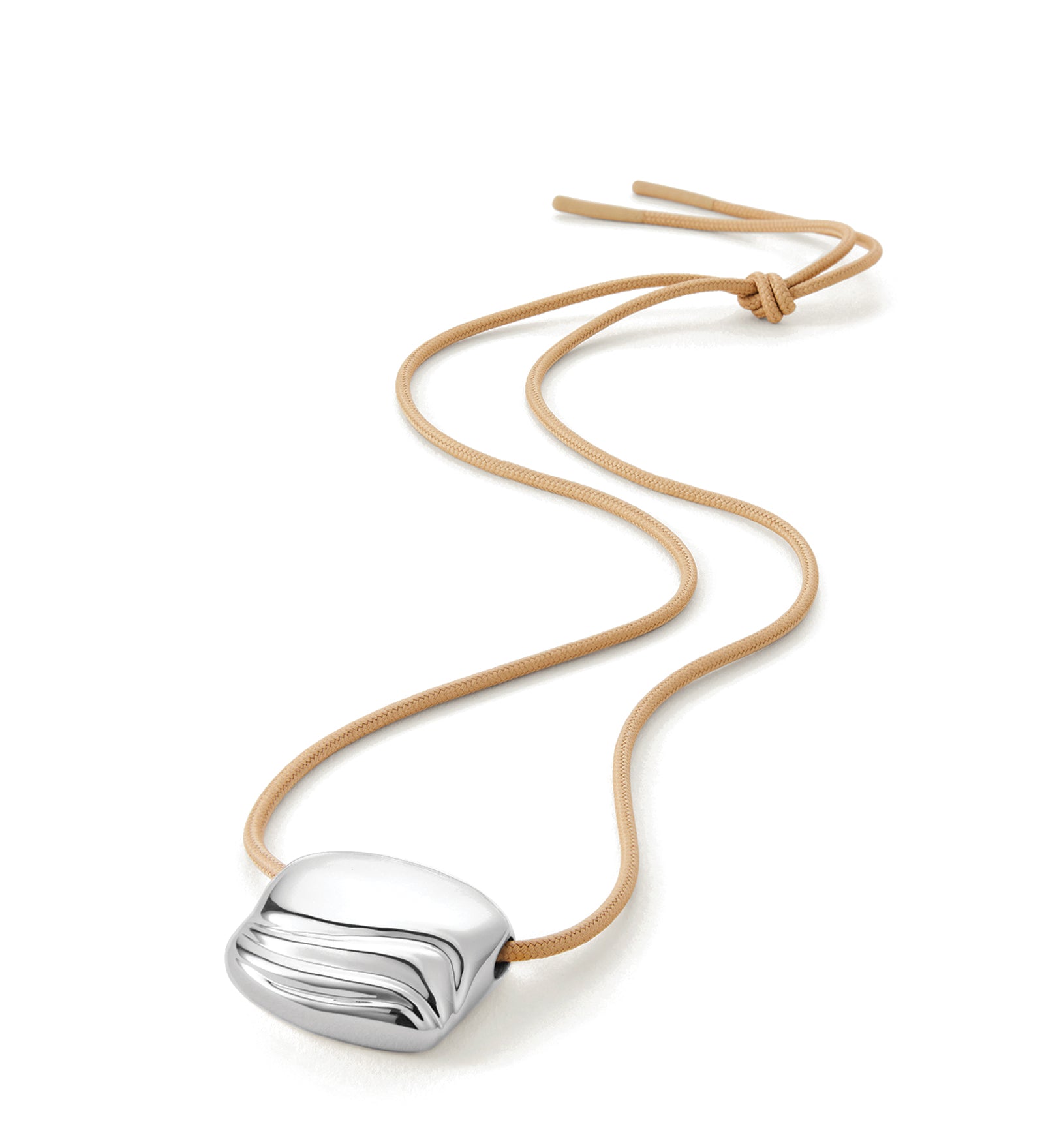 Rue Rope Necklace Silver Dipped Brass,  Recycled Polyester Cord