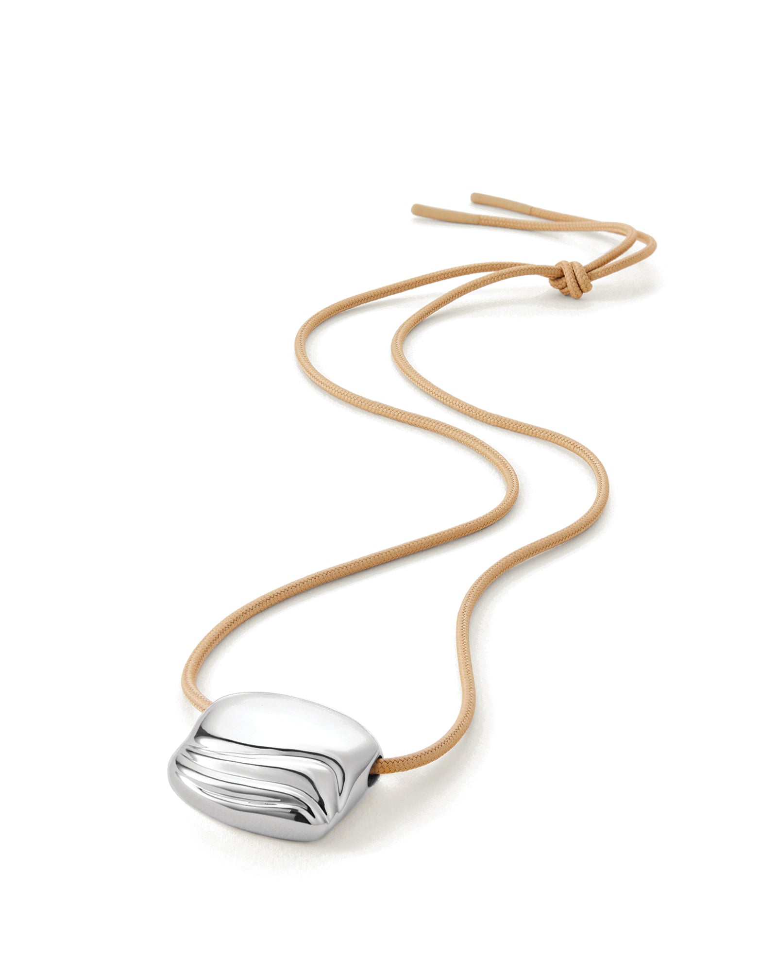 Rue Rope Necklace Silver Dipped Brass,  Recycled Polyester Cord