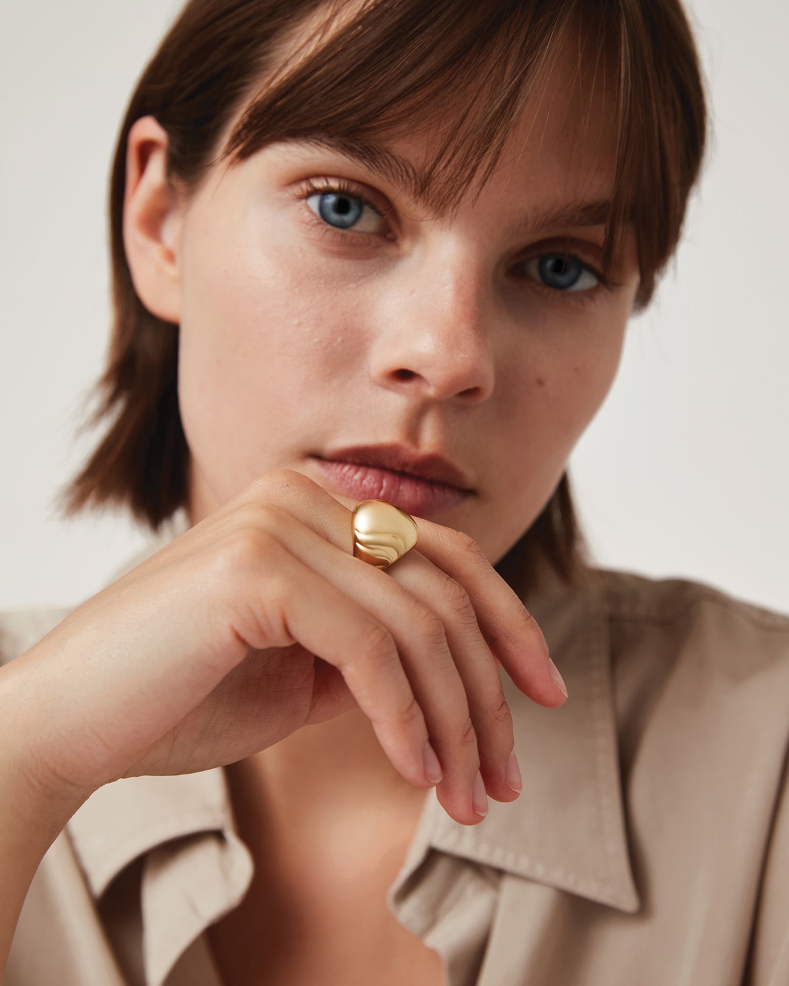 Wave Dome Ring 14k Gold Dipped Brass / 3