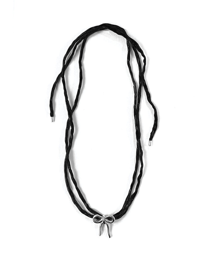 Kara Yoo-Maisie Necklace-Necklaces-Sterling Silver, Black Silk-Blue Ruby Jewellery-Vancouver Canada