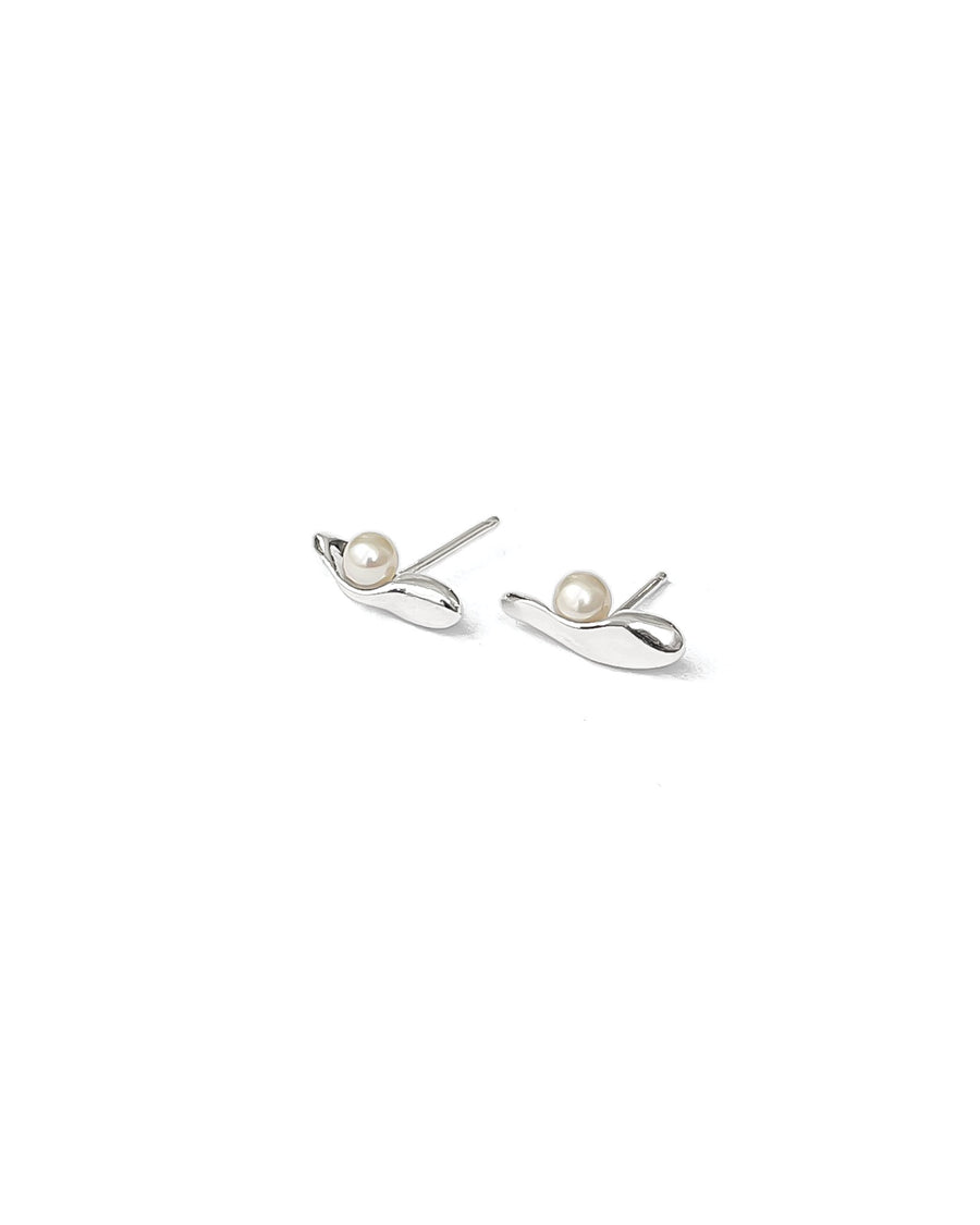 Hidden Studs Sterling Silver, White Pearl