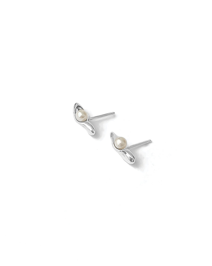 Hidden Studs Sterling Silver, White Pearl