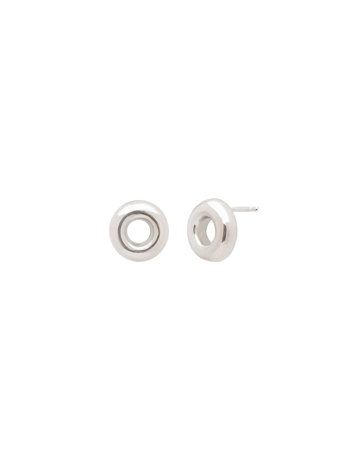 Donut Studs Sterling Silver, White Pearl