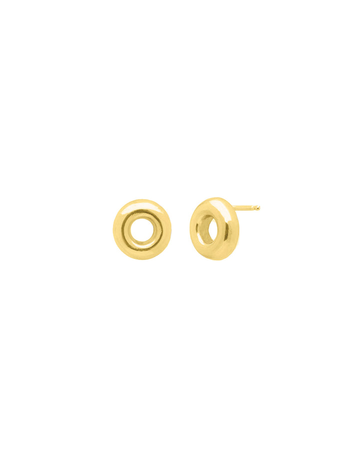 Donut Studs 14k Gold Plated, White Pearl
