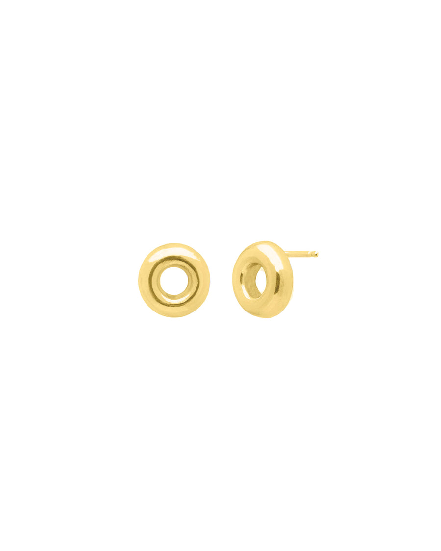 Donut Studs 14k Gold Plated, White Pearl