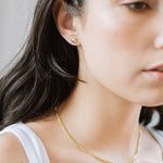 Puffy Heart Studs 14k Gold Plated, White Pearl