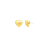 Puffy Heart Studs 14k Gold Plated, White Pearl