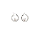 Luna Hoops Sterling Silver, White Pearl