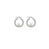 Luna Hoops Sterling Silver, White Pearl