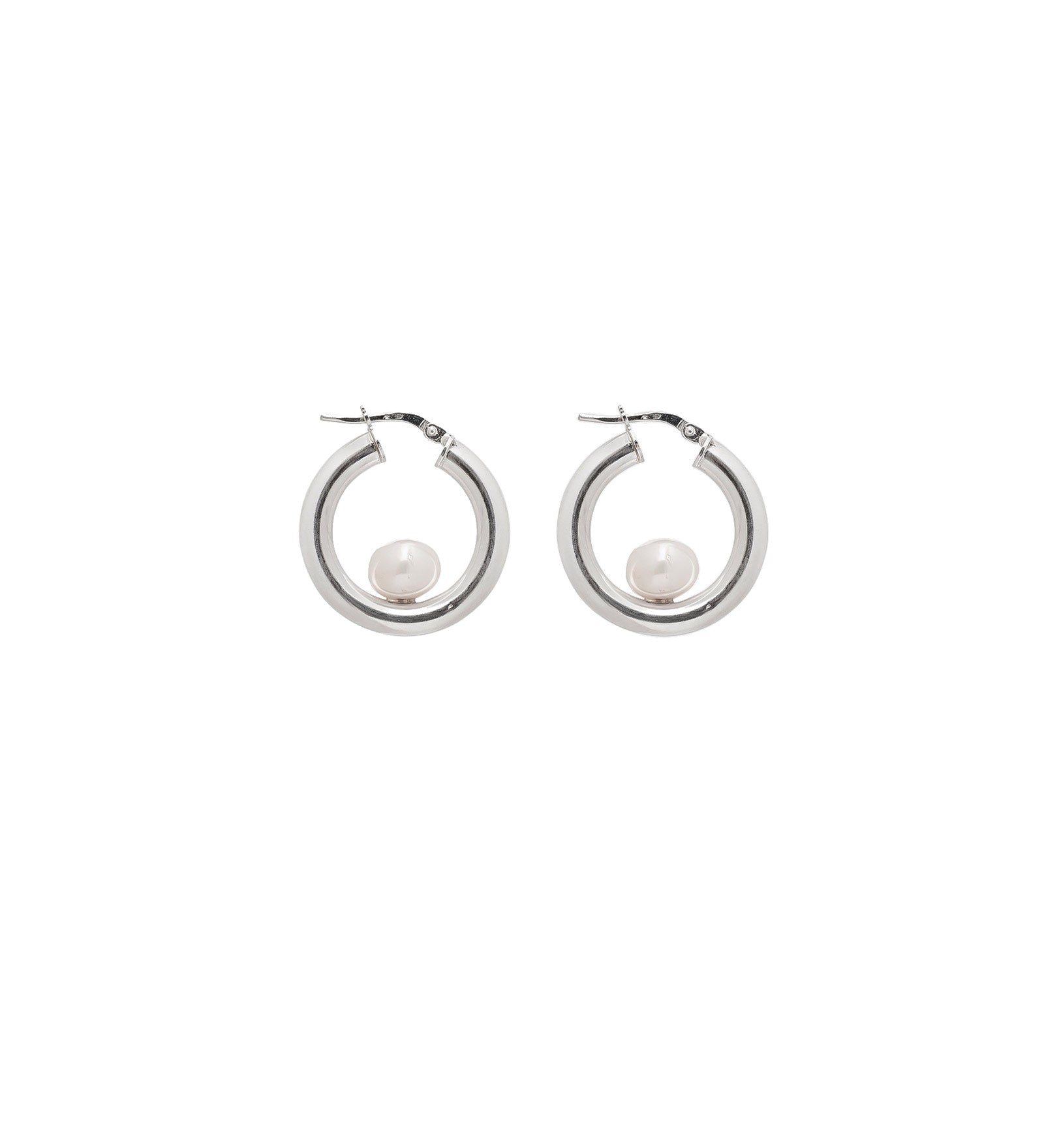 Luna Hoops Sterling Silver, White Pearl