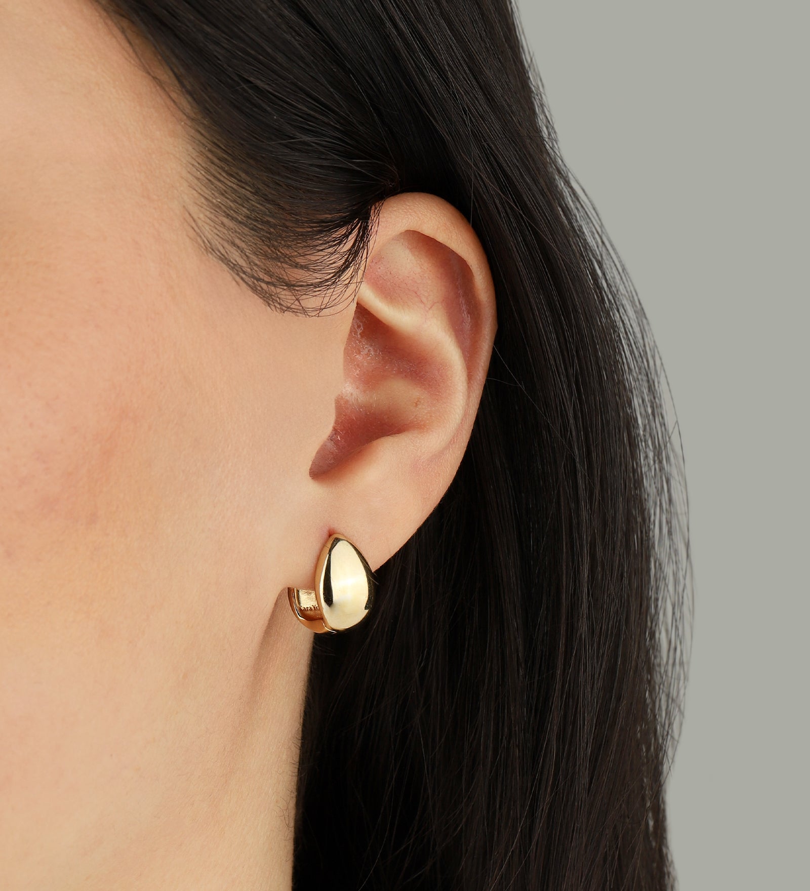 Kara Yoo-Almond Huggie Hoops-Earrings-Blue Ruby Jewellery-Vancouver Canada