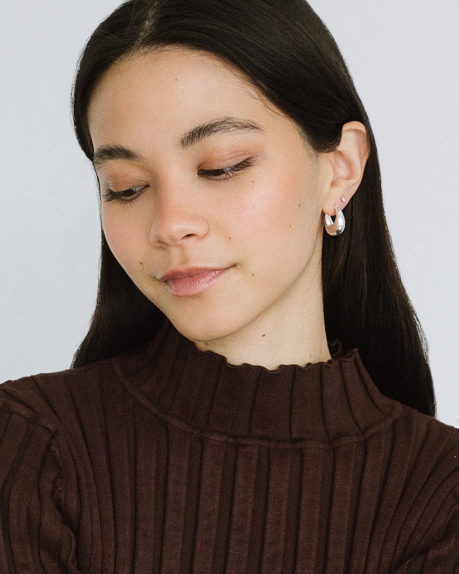 Baby Hazel Hoops Sterling Silver, White Pearl