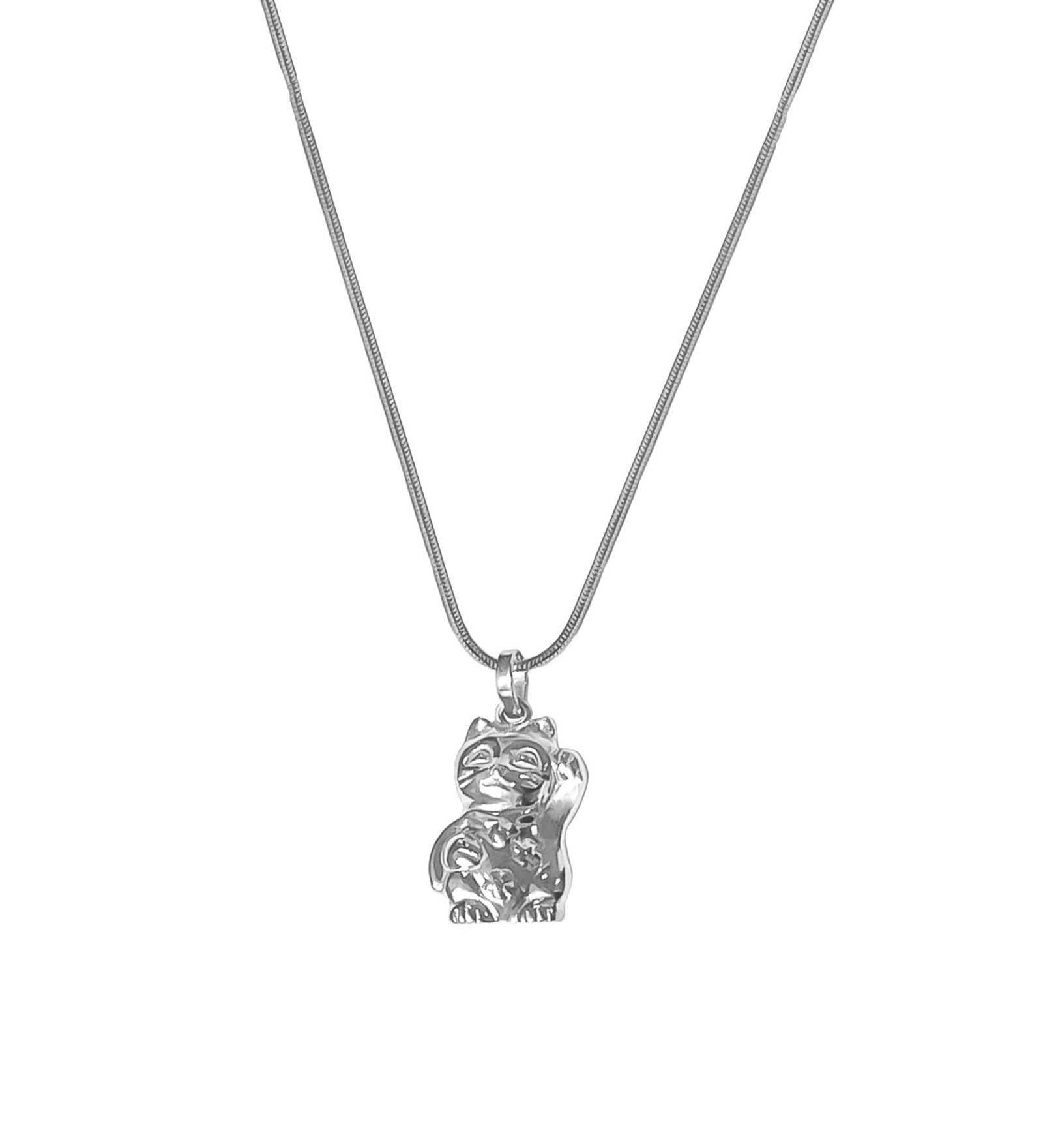 Kara Yoo-Lucky Cat Necklace-Necklaces-Sterling Silver-Blue Ruby Jewellery-Vancouver Canada