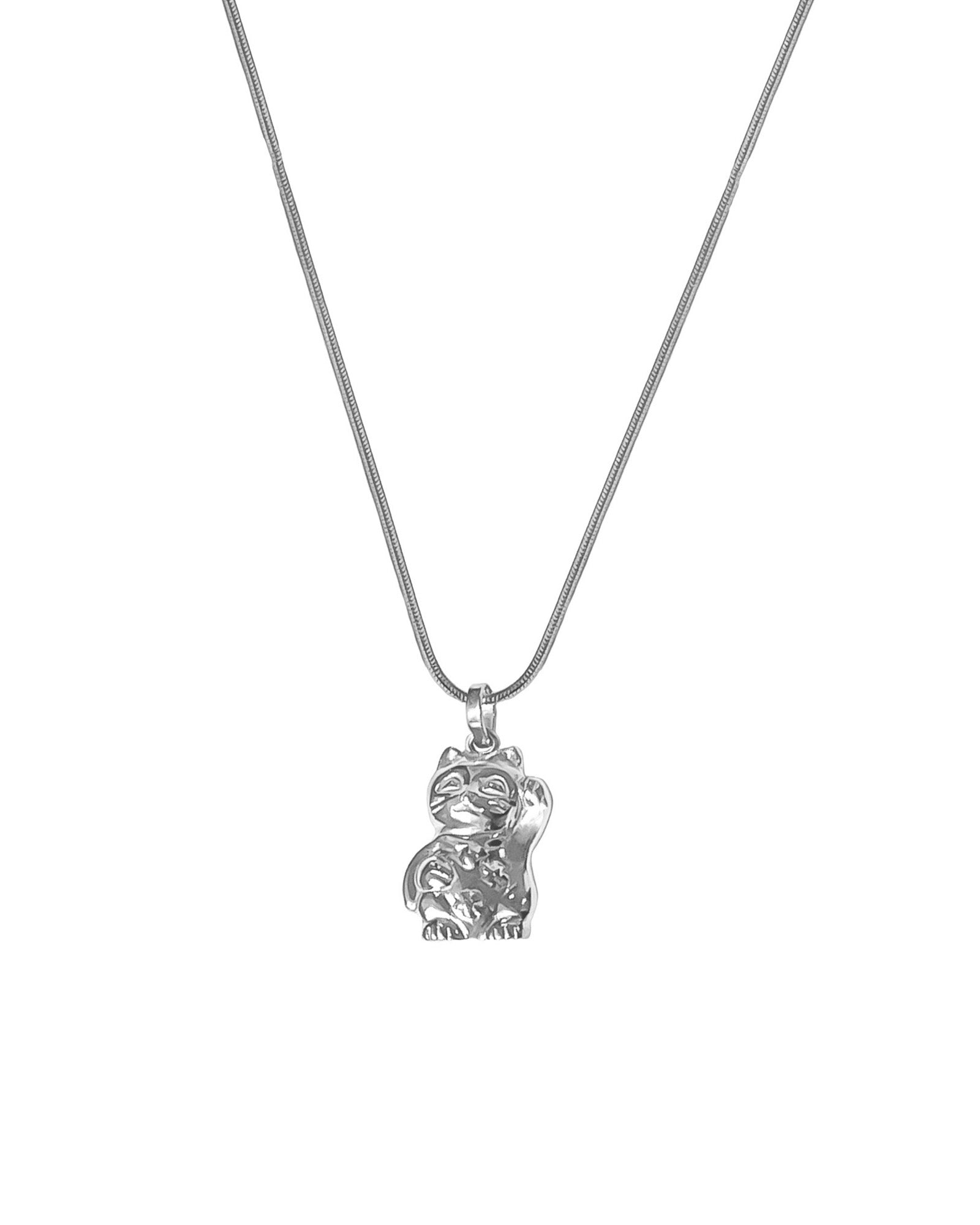 Kara Yoo-Lucky Cat Necklace-Necklaces-Sterling Silver-Blue Ruby Jewellery-Vancouver Canada