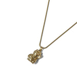 Lucky Cat Necklace 14k Gold Plated, White Pearl