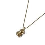 Lucky Cat Necklace 14k Gold Plated, White Pearl