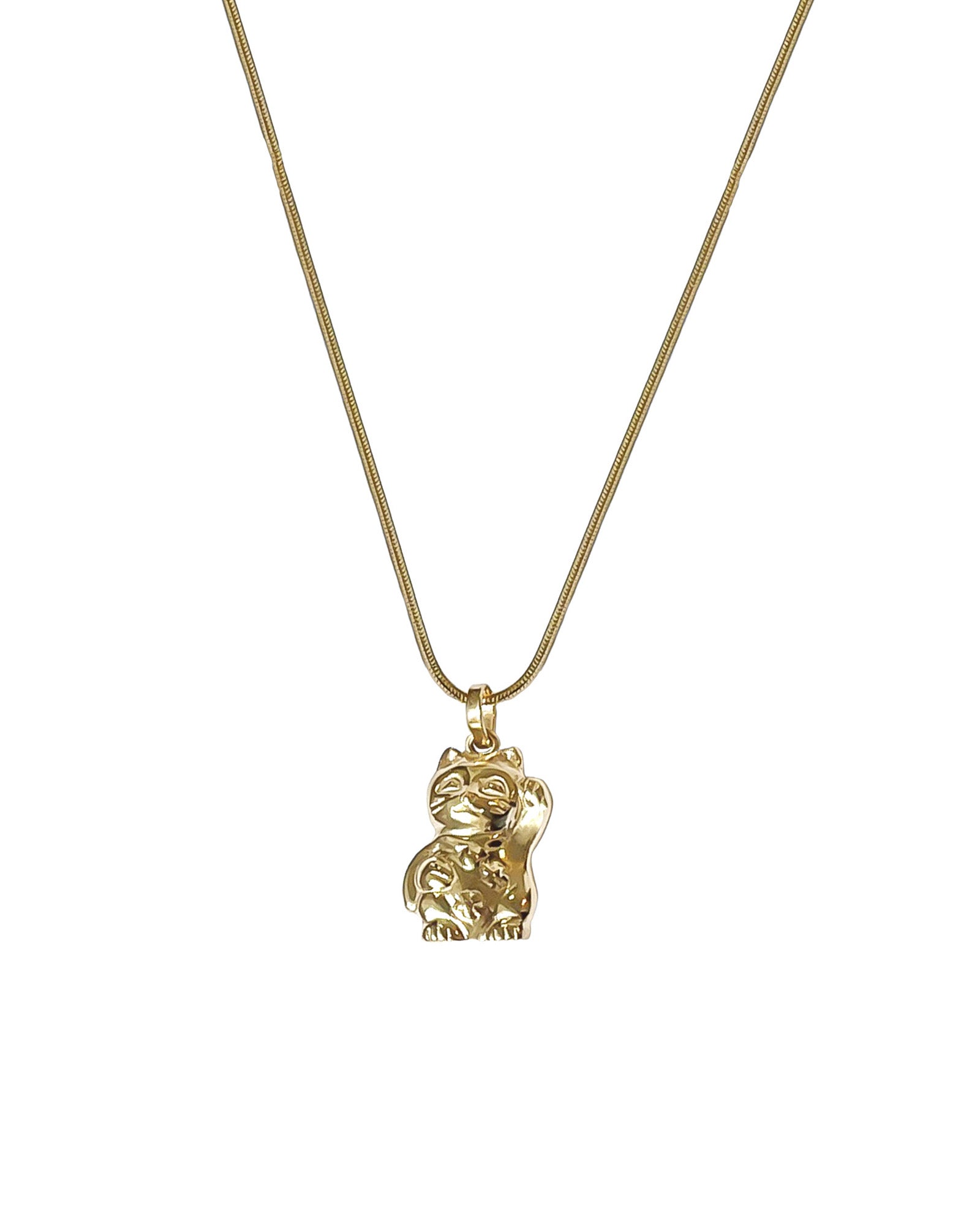 Kara Yoo-Lucky Cat Necklace-Necklaces-14k Gold Plated-Blue Ruby Jewellery-Vancouver Canada