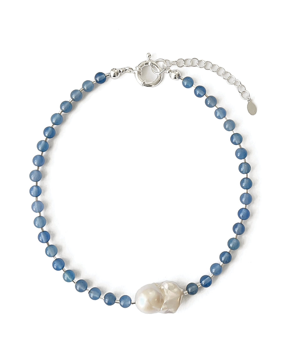 Kara Yoo-Mila 2 Necklace-Necklaces-Sterling Silver, White Pearl-Blue Ruby Jewellery-Vancouver Canada