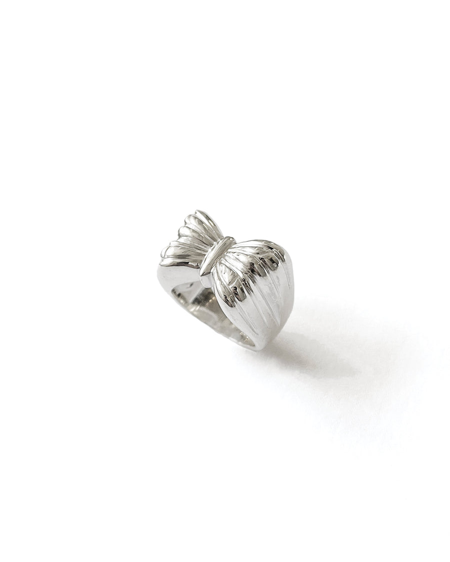 Butterfly Signet Ring Sterling Silver, White Pearl / 7