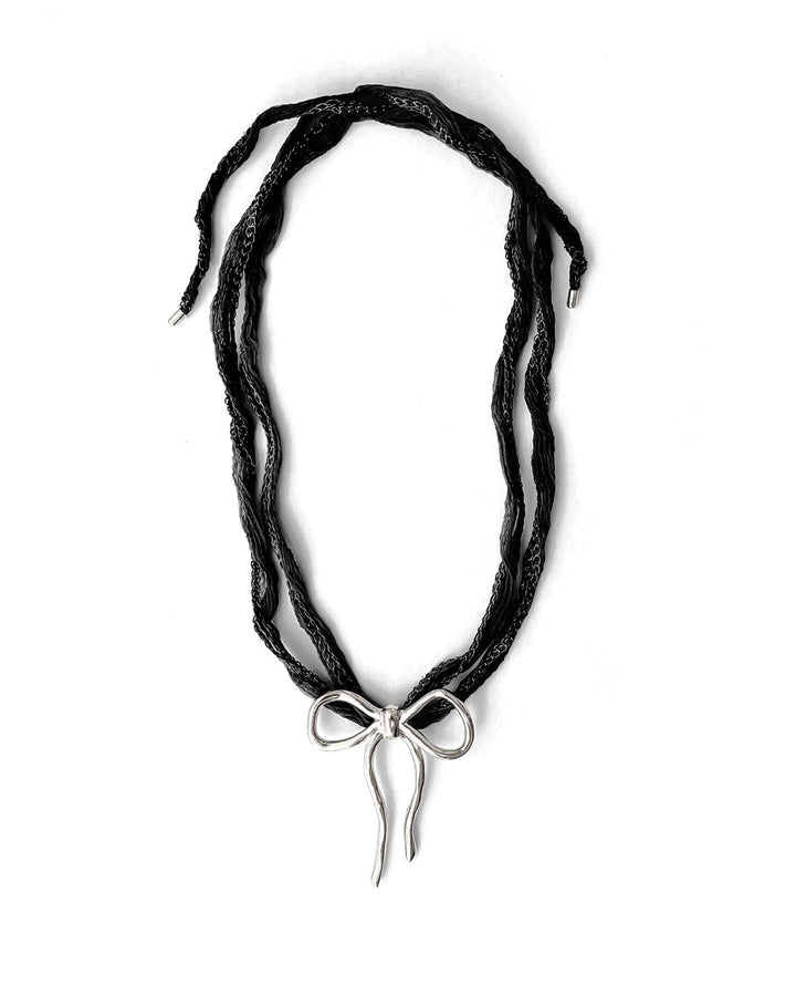Kara Yoo-Dorothy Necklace-Necklaces-Sterling Silver, Black Silk-Blue Ruby Jewellery-Vancouver Canada