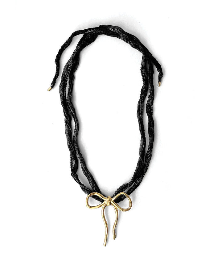 Kara Yoo-Dorothy Necklace-Necklaces-14k Gold Plated, Black Silk-Blue Ruby Jewellery-Vancouver Canada