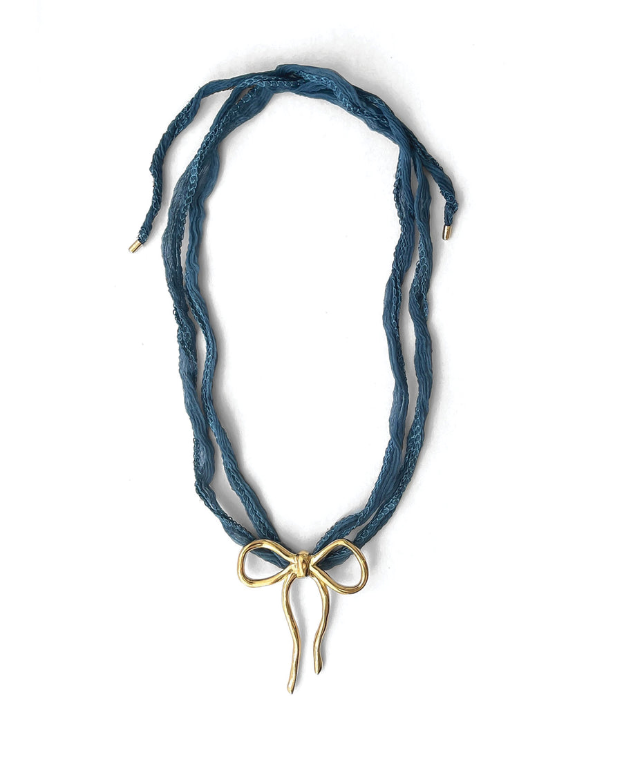 Kara Yoo-Dorothy Necklace-Necklaces-14k Gold Plated, Marine Silk-Blue Ruby Jewellery-Vancouver Canada