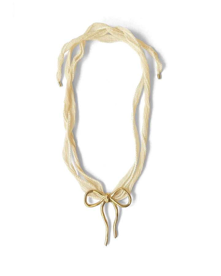 Kara Yoo-Dorothy Necklace-Necklaces-14k Gold Plated, Cream Silk-Blue Ruby Jewellery-Vancouver Canada