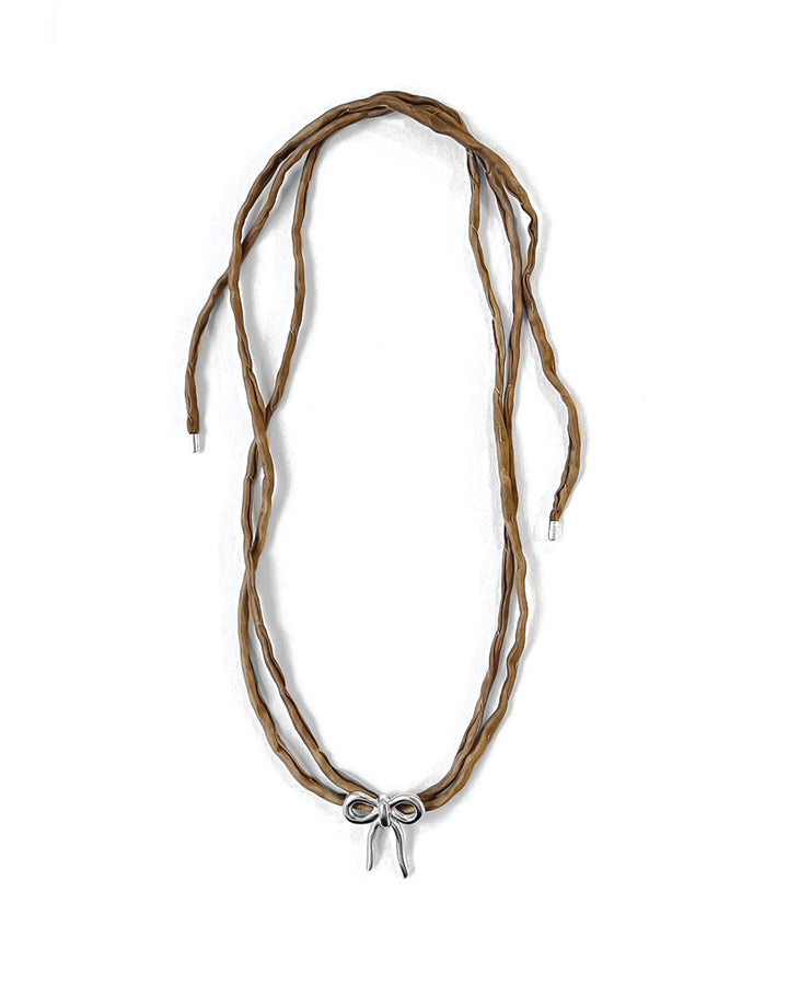 Kara Yoo-Maisie Necklace-Necklaces-Sterling Silver, Mocha Silk-Blue Ruby Jewellery-Vancouver Canada
