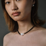 Kara Yoo-Mila 2 Necklace-Necklaces-Sterling Silver, White Pearl-Blue Ruby Jewellery-Vancouver Canada