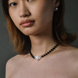 Kara Yoo-Mila 2 Necklace-Necklaces-Sterling Silver, White Pearl-Blue Ruby Jewellery-Vancouver Canada