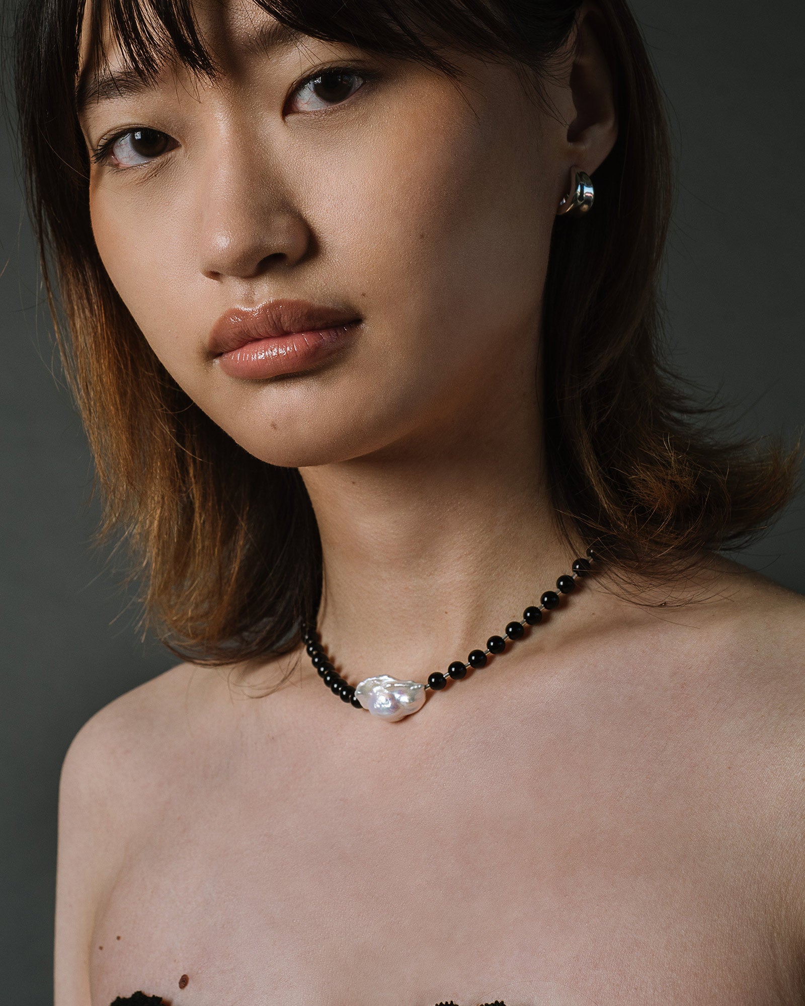 Kara Yoo-Mila 2 Necklace-Necklaces-Sterling Silver, White Pearl-Blue Ruby Jewellery-Vancouver Canada