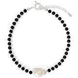 Kara Yoo-Mila 2 Necklace-Necklaces-Sterling Silver, White Pearl-Blue Ruby Jewellery-Vancouver Canada
