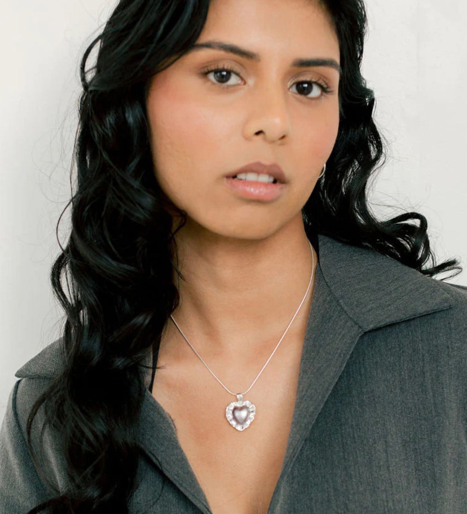Wavy Heart Necklace Sterling Silver
