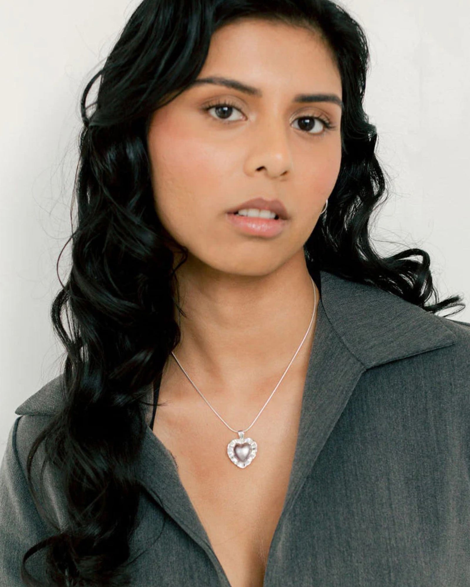 Wavy Heart Necklace Sterling Silver