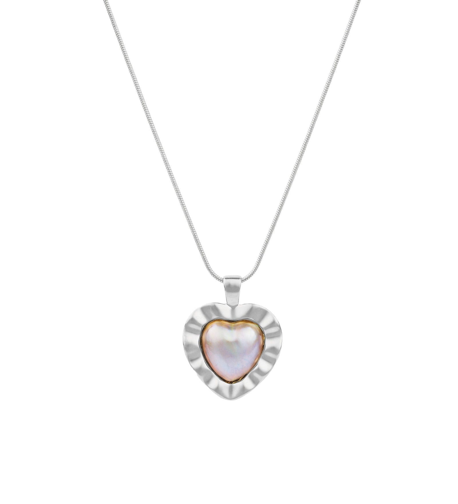 Kara Yoo-Wavy Heart Necklace-Necklaces-Sterling Silver-Blue Ruby Jewellery-Vancouver Canada