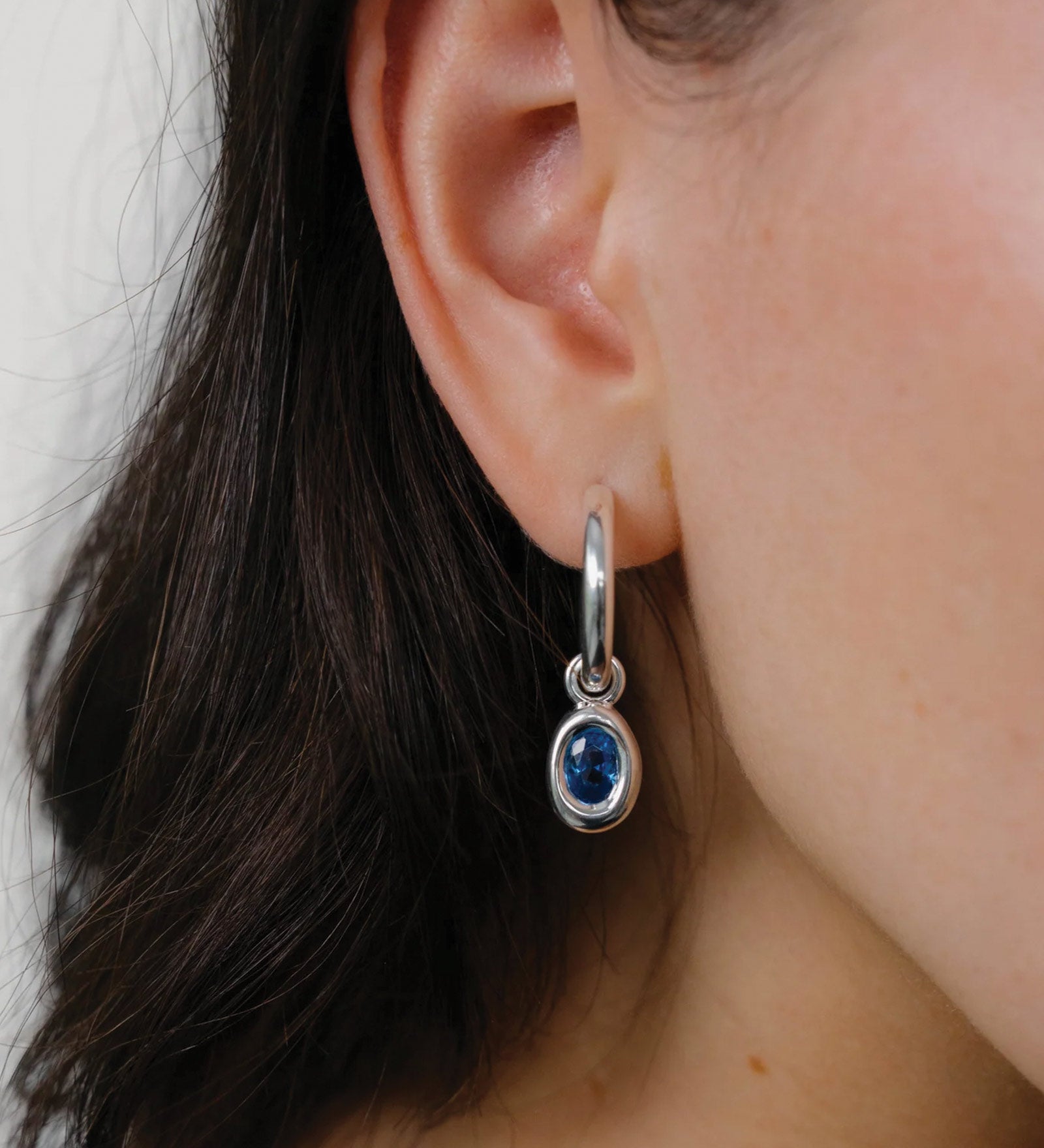 Ami Hoops Sterling Silver, Sky