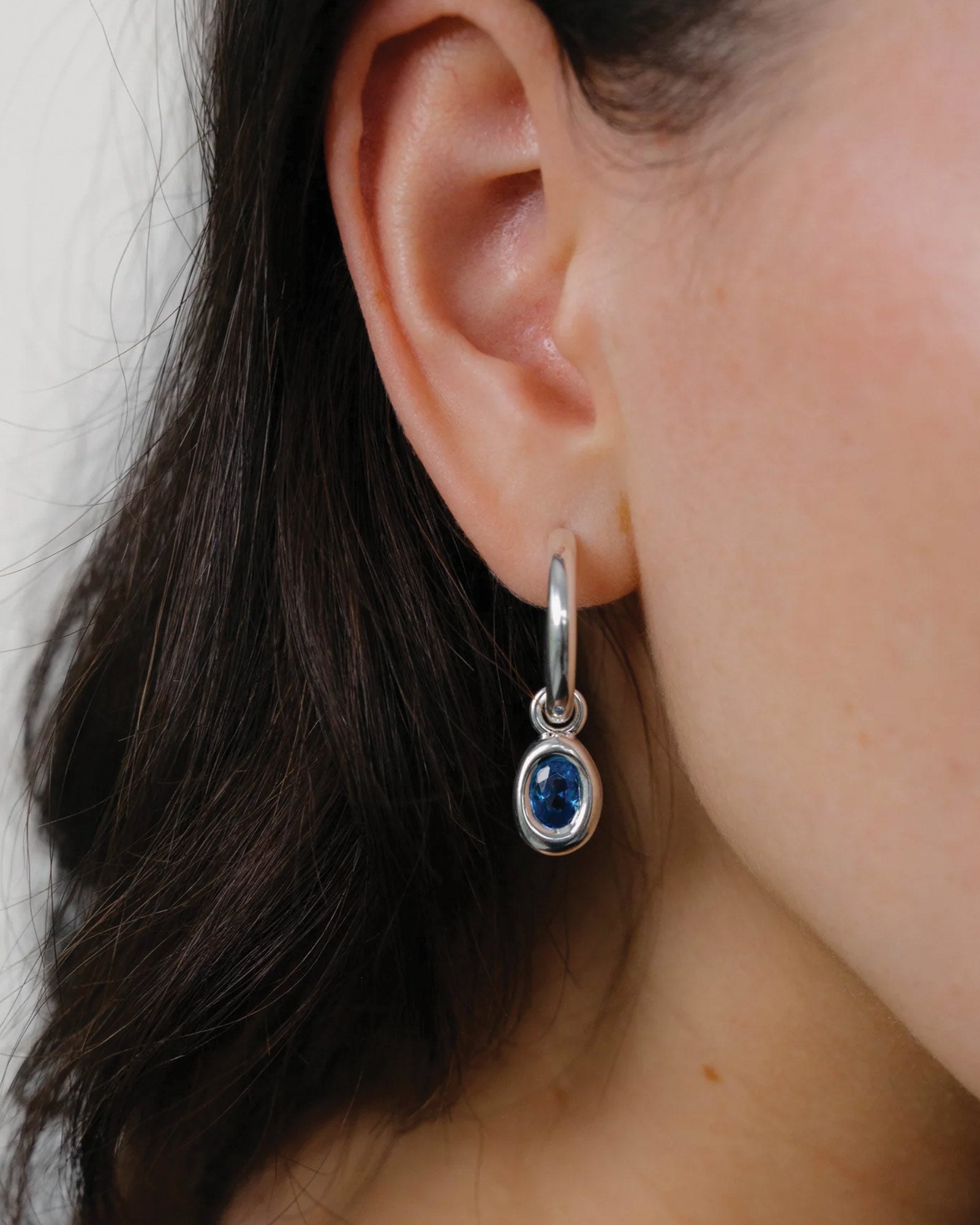 Ami Hoops Sterling Silver, Sky