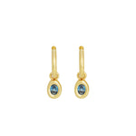 Kara Yoo-Ami Hoops-Earrings-14k Gold Plated, Sky-Blue Ruby Jewellery-Vancouver Canada