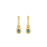 Kara Yoo-Ami Hoops-Earrings-14k Gold Plated, Sky-Blue Ruby Jewellery-Vancouver Canada