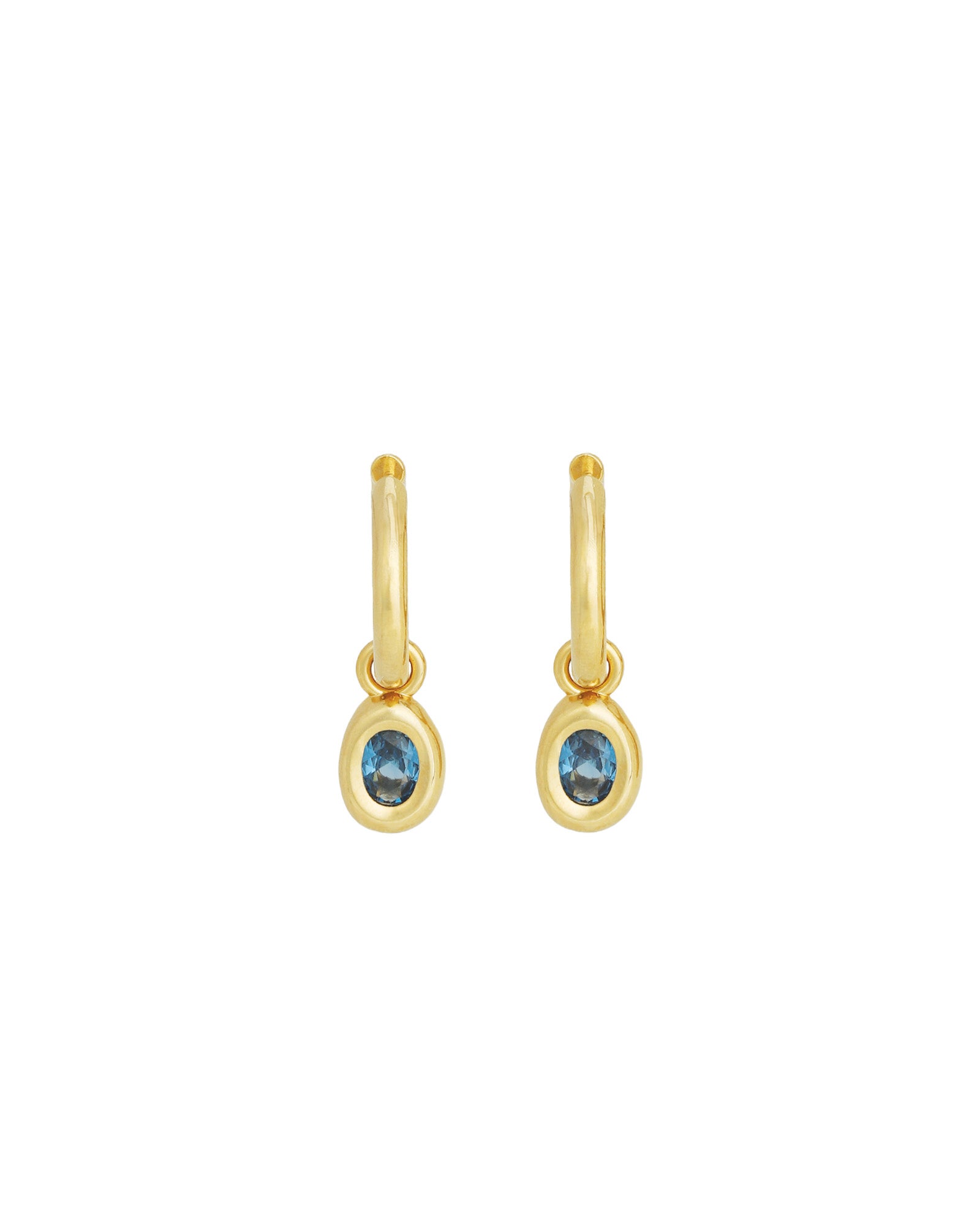 Kara Yoo-Ami Hoops-Earrings-14k Gold Plated, Sky-Blue Ruby Jewellery-Vancouver Canada