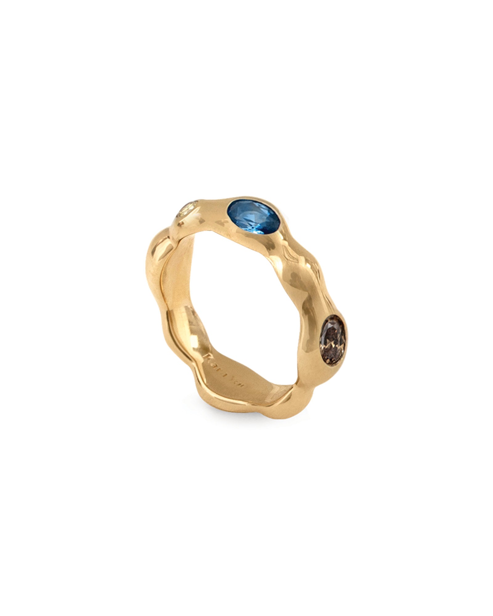 Mira Ring 14k Gold Plated, Coffee, Sky / 6
