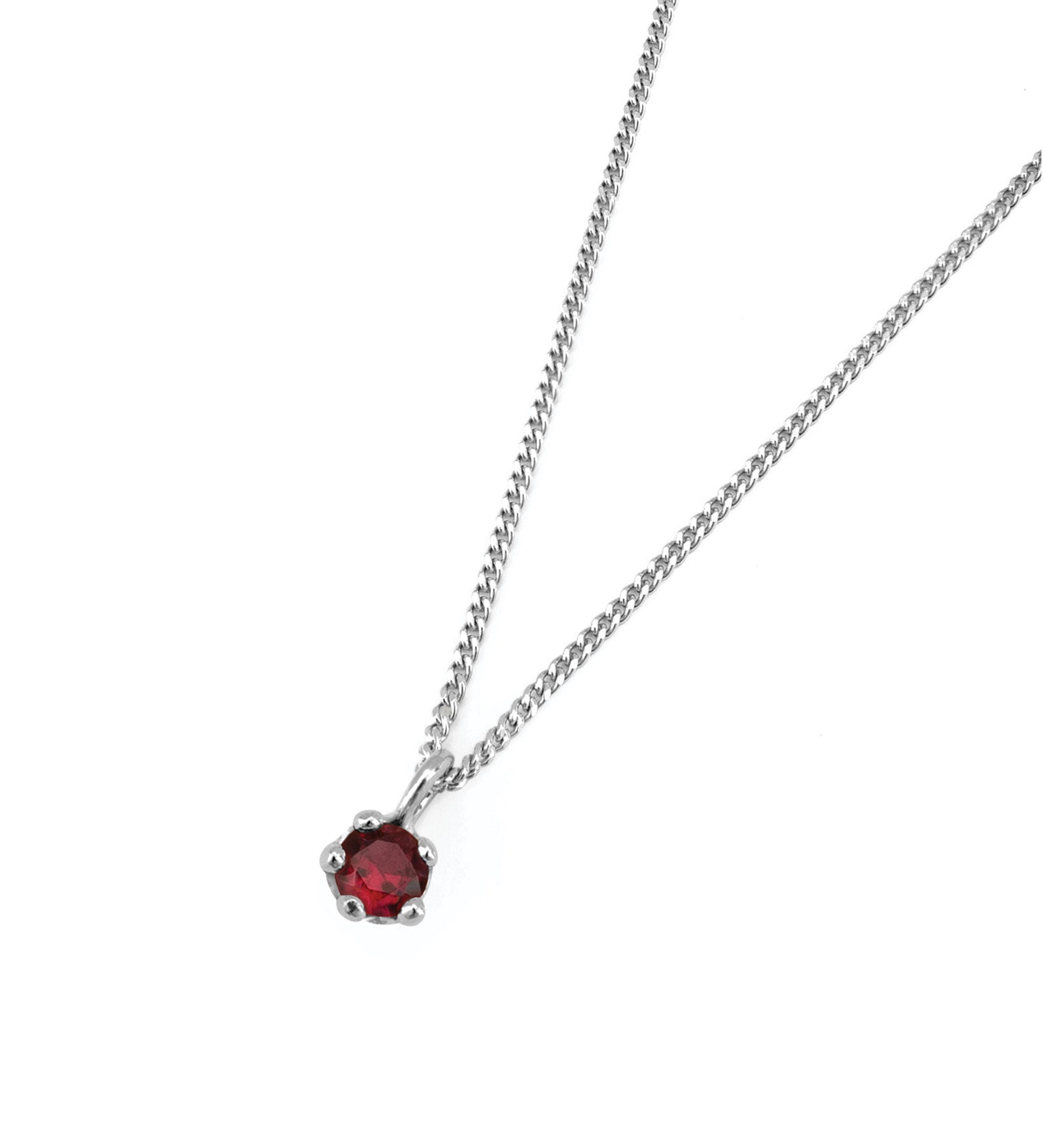 Birthstone Necklace Sterling Silver, Garnet