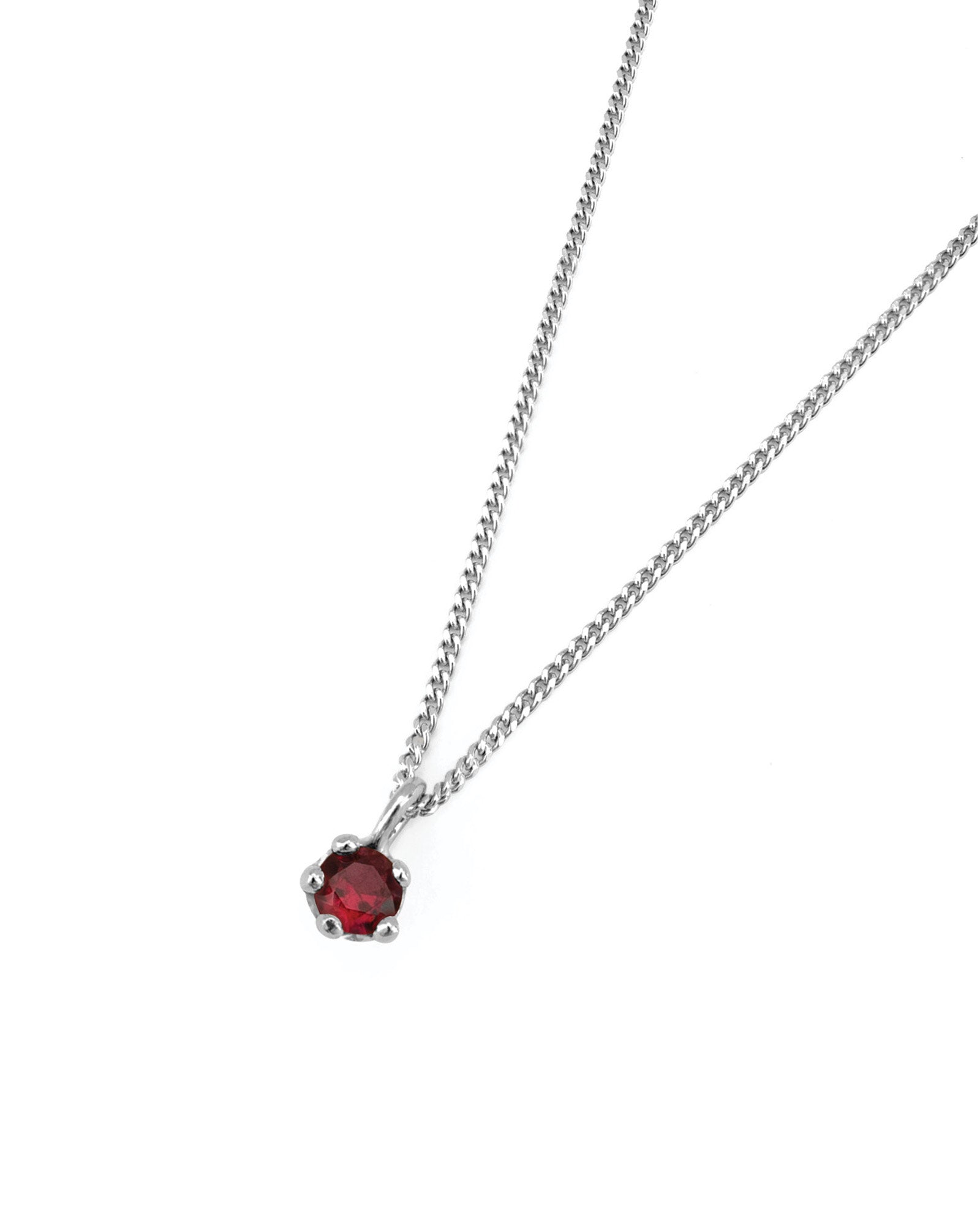 Birthstone Necklace Sterling Silver, Garnet