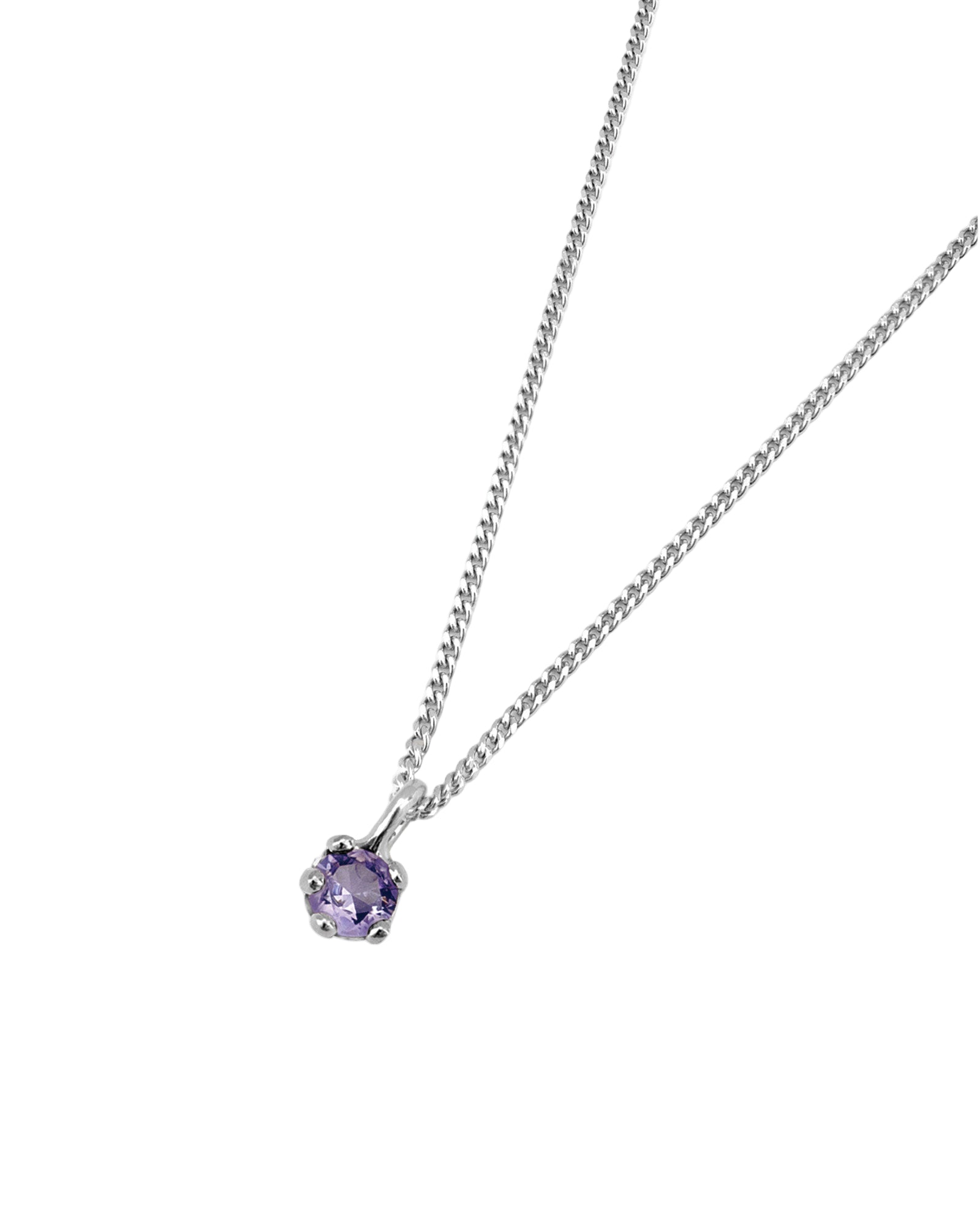 Birthstone Necklace Sterling Silver, Amethyst