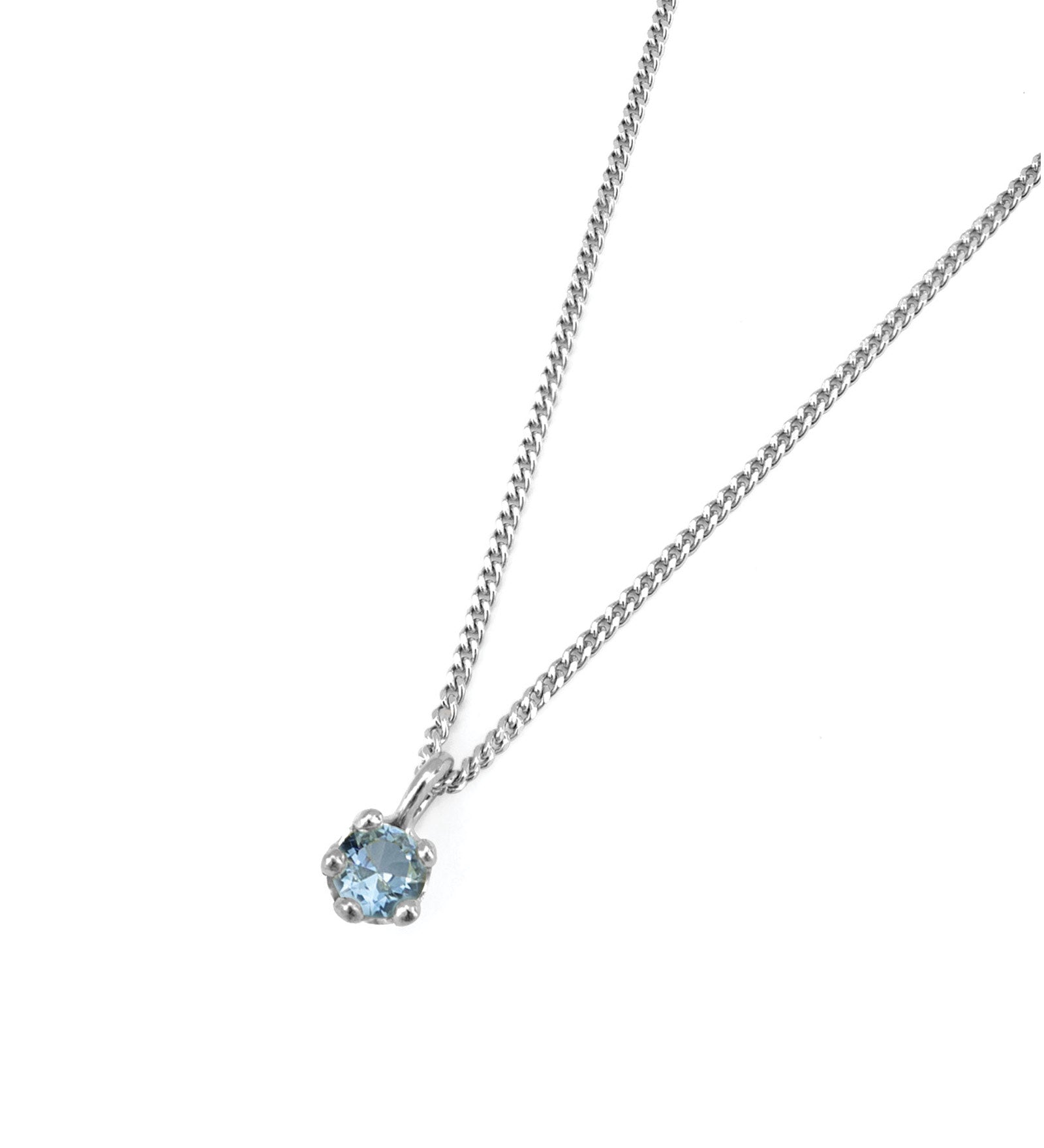 Birthstone Necklace Sterling Silver, Aquamarine