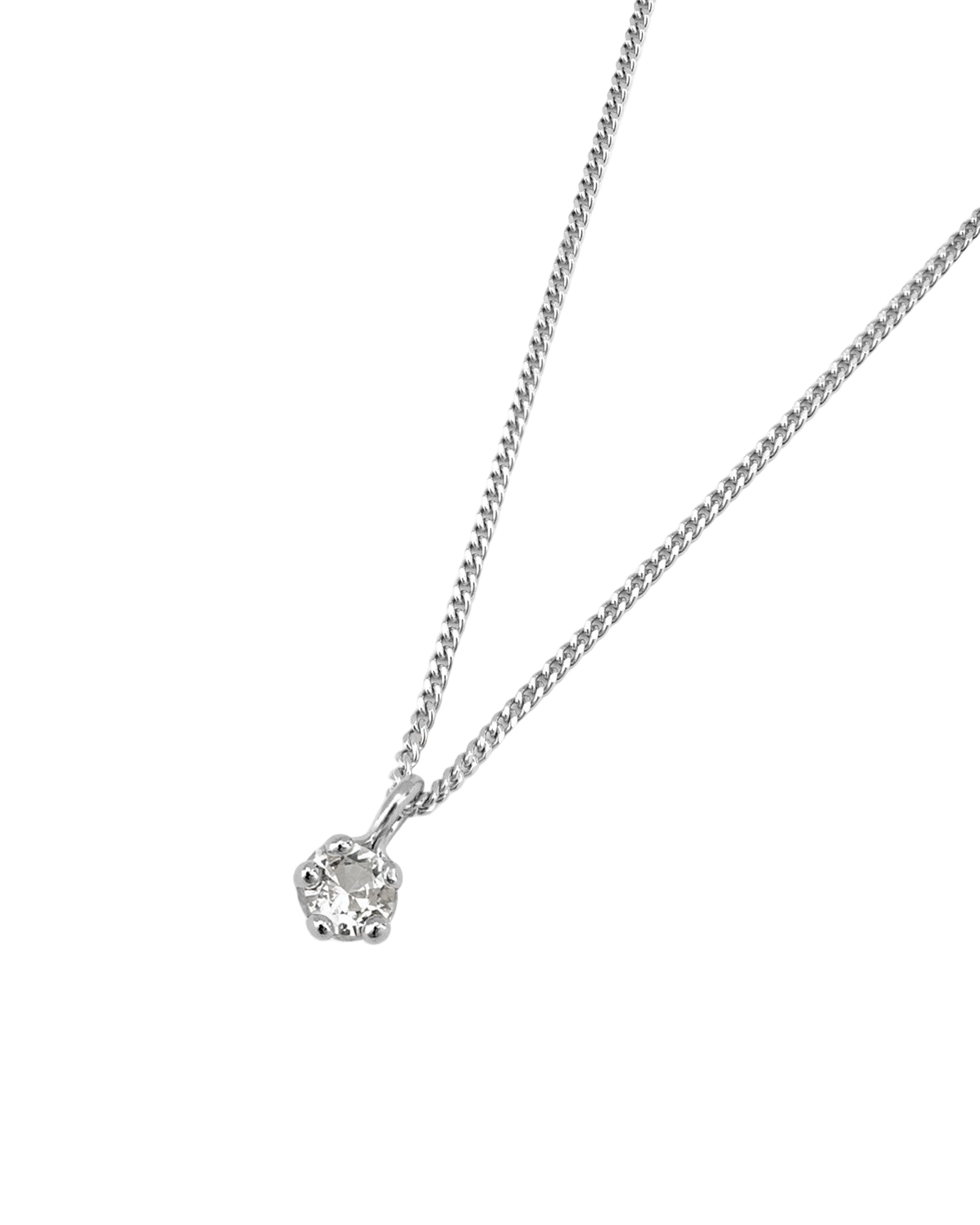 Birthstone Necklace Sterling Silver, White Sapphire