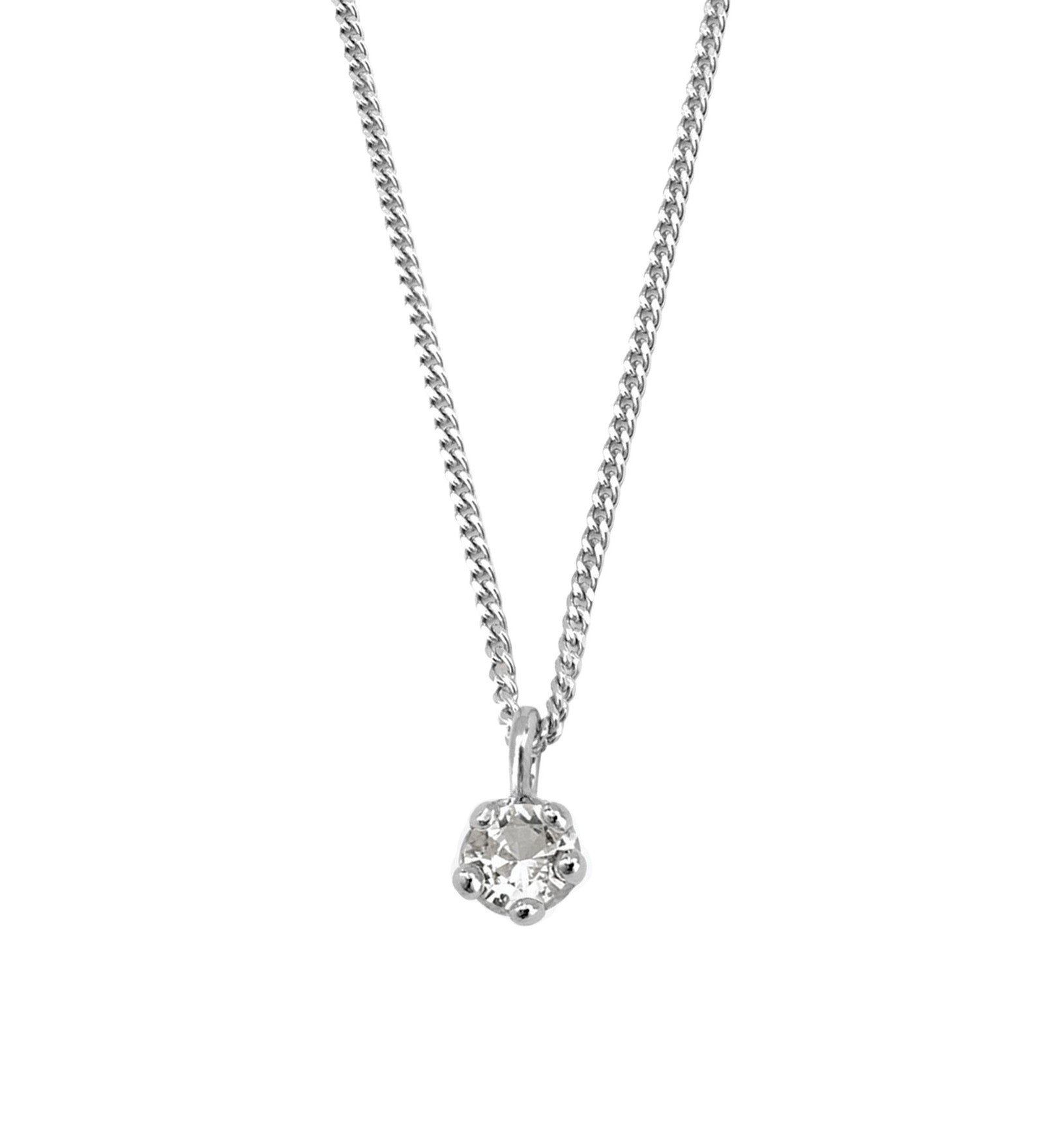 Kara Yoo-Birthstone Necklace-Necklaces-Sterling Silver, White Sapphire - April-Blue Ruby Jewellery-Vancouver Canada