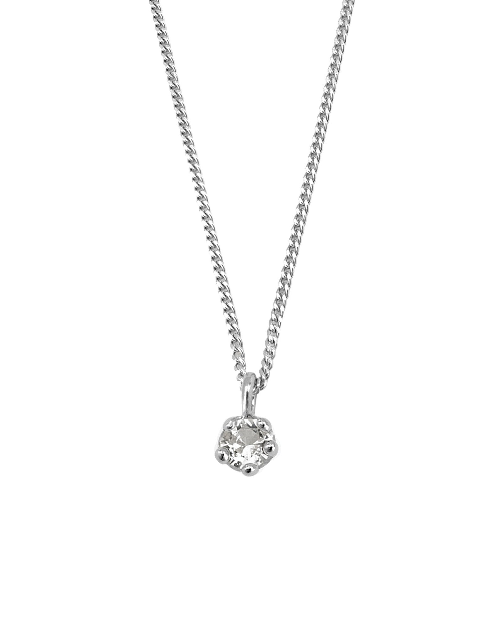 Kara Yoo-Birthstone Necklace-Necklaces-Sterling Silver, White Sapphire - April-Blue Ruby Jewellery-Vancouver Canada